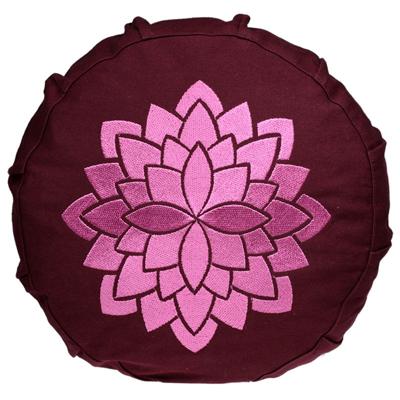 Yogi & Yogini Meditatiekussen Katoen Rond Rood - Lotus - 23 x 8 cm