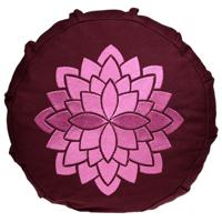 Yogi & Yogini Meditatiekussen Katoen Rond Rood - Lotus - 23 x 8 cm - thumbnail