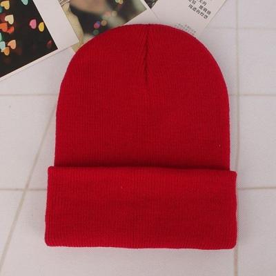 Eenvoudige effen kleur warme Pullover gebreide Cap voor mannen/vrouwen (rood) Eenvoudige effen kleur warme Pullover gebreide Cap voor mannen/vrouwen (rood)