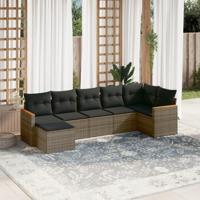 7-delige Loungeset met kussens poly rattan grijs - thumbnail