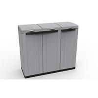 Recycling prullenbak Ecoline Zwart/Gris 3 deuren (102 x 39 x 88,7 cm) - thumbnail