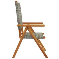 Tuinstoelen 4 st verstelbaar poly rattan en massief hout grijs - thumbnail