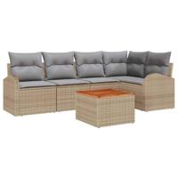 Tuinbankenset met opslag 6 pcs Beige en Licht Grijs poly rattan - thumbnail