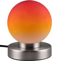 LED Tafellamp Mat Nikkel - E14 Fitting - Oranje Glas - Modern Metaal Design - thumbnail