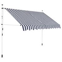 Luifel handmatig uittrekbaar 250 cm blauw en witte strepen - thumbnail