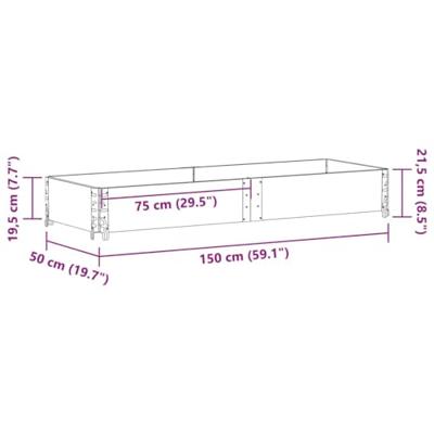 VidaXL Palletopzetrand 150x50 cm massief grenenhout grijs