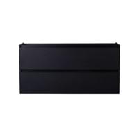 Wastafelmeubel BWS Maia Onderkast Zonder Topblad 120 cm 2 Laden + Uitsparingen Mat Zwart - thumbnail