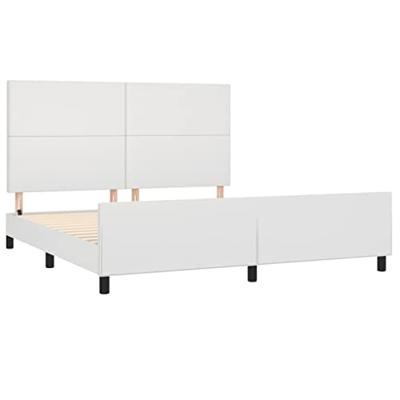 Bedframe met hoofdbord kunstleer wit 160x200 cm