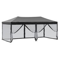 Partytent inklapbaar met zijwanden 3x6 m zwart - thumbnail