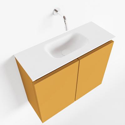MONDIAZ TURE 60cm toiletmeubel ocher. EDEN wastafel talc midden geen kraangat