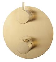 Caral Rond afbouwdeel inbouwthermostaat 2 weg geborsteld messing - thumbnail