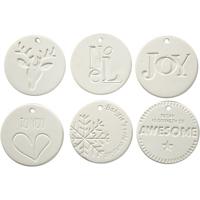 Creativ Company Ornamenten om te hangen, afm 7x7 cm, dikte 0,6 cm, wit, 6 stuk/ 1 doos - thumbnail
