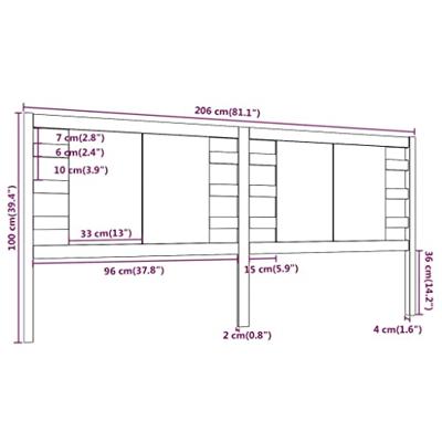 Hoofdbord 206x4x100 cm massief grenenhout - thumbnail
