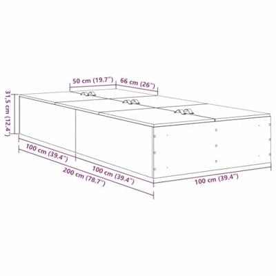 Bedframe Zwart eiken 200 x 100 x 31.5 cm Bewerkt hout