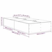 Bedframe met opslag Betongrijs 200 x 100 x 31.5 cm Bewerkt hout - thumbnail