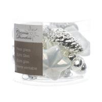 Decoris kerstballen set glas zilver 12st 2x4x4cm - thumbnail