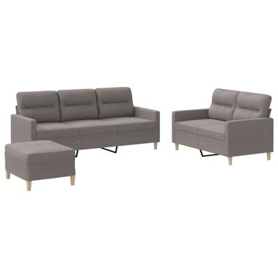 3-delige Loungeset met kussens stof taupe