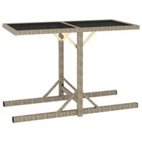 Tuintafel 110x53x72 cm glas en poly rattan beige - thumbnail