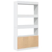 Hoge kast 92x33x180 cm bewerkt hout wit - thumbnail