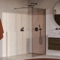 BRAUER Oblivion inloopdouche brons glas 100x200 incl. glascoating PVD gunmetal geborsteld - thumbnail