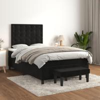 Boxspring met matras fluweel zwart 120x200 cm - thumbnail