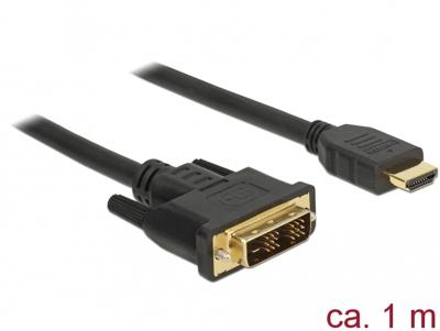 Delock 85582 HDMI-kabel DVI / HDMI Aansluitkabel DVI-D 18+1-polige stekker, HDMI-A-stekker 1 m Zwart Afgeschermd (drievoudig), Vergulde steekcontacten