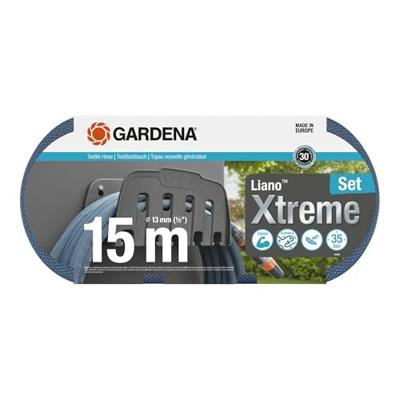 GARDENA textielslang liano xtreme 15 m set met wandslanghouder (donkergrijs/oranje)