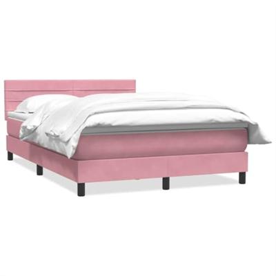 Boxspring met matras fluweel roze 160x220 cm