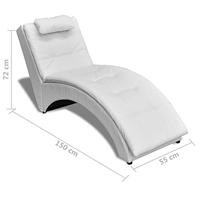 Chaise longue met kussen kunstleer wit - thumbnail
