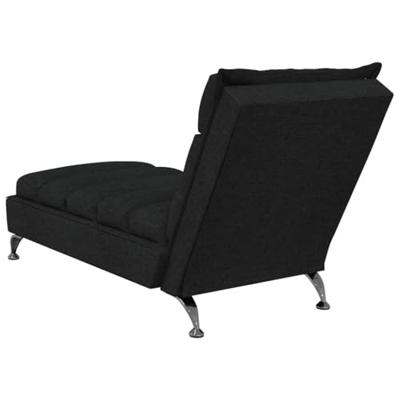 Massage chaise longue met kussens stof zwart