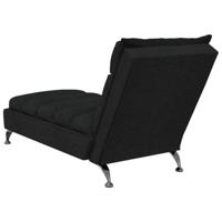 Massage chaise longue met kussens stof zwart - thumbnail