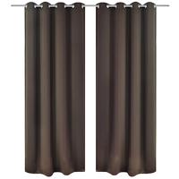 VidaXL Gordijn met metalen ringen verduisterend 270x245 bruin - thumbnail