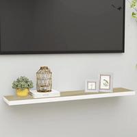 VidaXL Wandschap zwevend 120x23,5x3,8 cm mdf eikenkleurig en wit - thumbnail