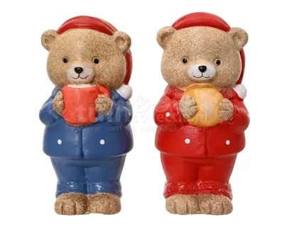 Beeld Teddybeer Terracotta 12cm Assorti 1st