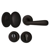 Hardbrass Voordeurset Pragma/Silvia 3-delig linkswijzend SKG3 met kerntrekbeveiliging - puurzwart - thumbnail