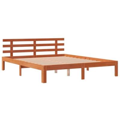 Bedframe zonder matras massief grenenhout wasbruin 150x200 cm