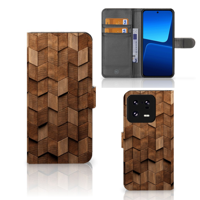 Book Style Case voor Xiaomi 13 Pro Wooden Cubes | Portemonnee hoesje - thumbnail
