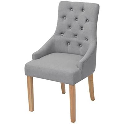 Eetkamerstoelen 2 st stof lichtgrijs