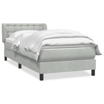 Boxspring met matras fluweel lichtgrijs 90x220 cm