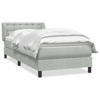 Boxspring met matras fluweel lichtgrijs 90x220 cm - thumbnail