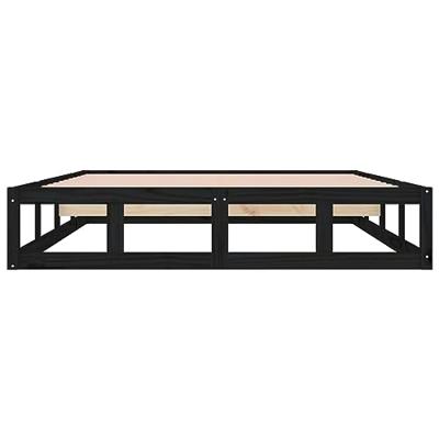 Bedframe massief hout zwart 140x190 cm - thumbnail