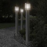 VidaXL Buitenvloerlamp met stopcontact 110 cm roestvrijstaal zilver - thumbnail
