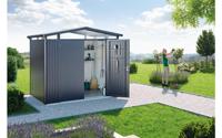 Biohort Panorama Gr. P3 metalen tuinhuis met standaard deur 237x238 cm donkergrijs metallic - thumbnail