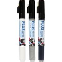 Plus Color Acrylverf marker set - black, off white, rain grey, 3st. - thumbnail