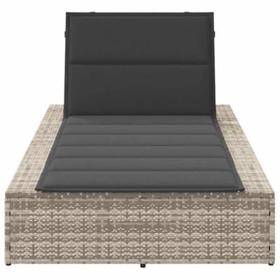 Ligbed met zwevend kussen poly rattan lichtgrijs