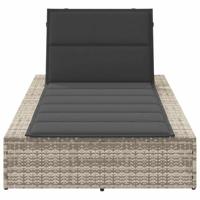 Ligbed met zwevend kussen poly rattan lichtgrijs - thumbnail