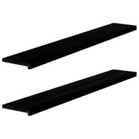 VidaXL Vensterbanken 2 st 160x25x2 cm massief eikenhout donkerbruin - thumbnail