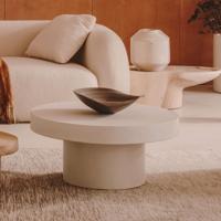 Kave Home Aiguablava salontafel Ø90 cm cement Wit - thumbnail