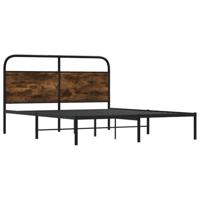 Bedframe zonder matras bewerkt hout gerookt eiken 140x200 cm - thumbnail