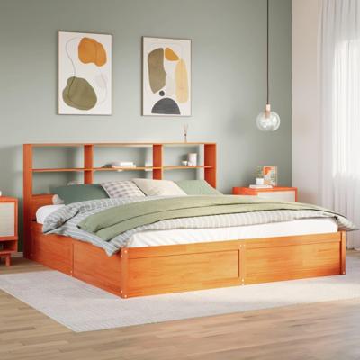 Bedframe zonder matras massief grenenhout wasbruin 180x200 cm